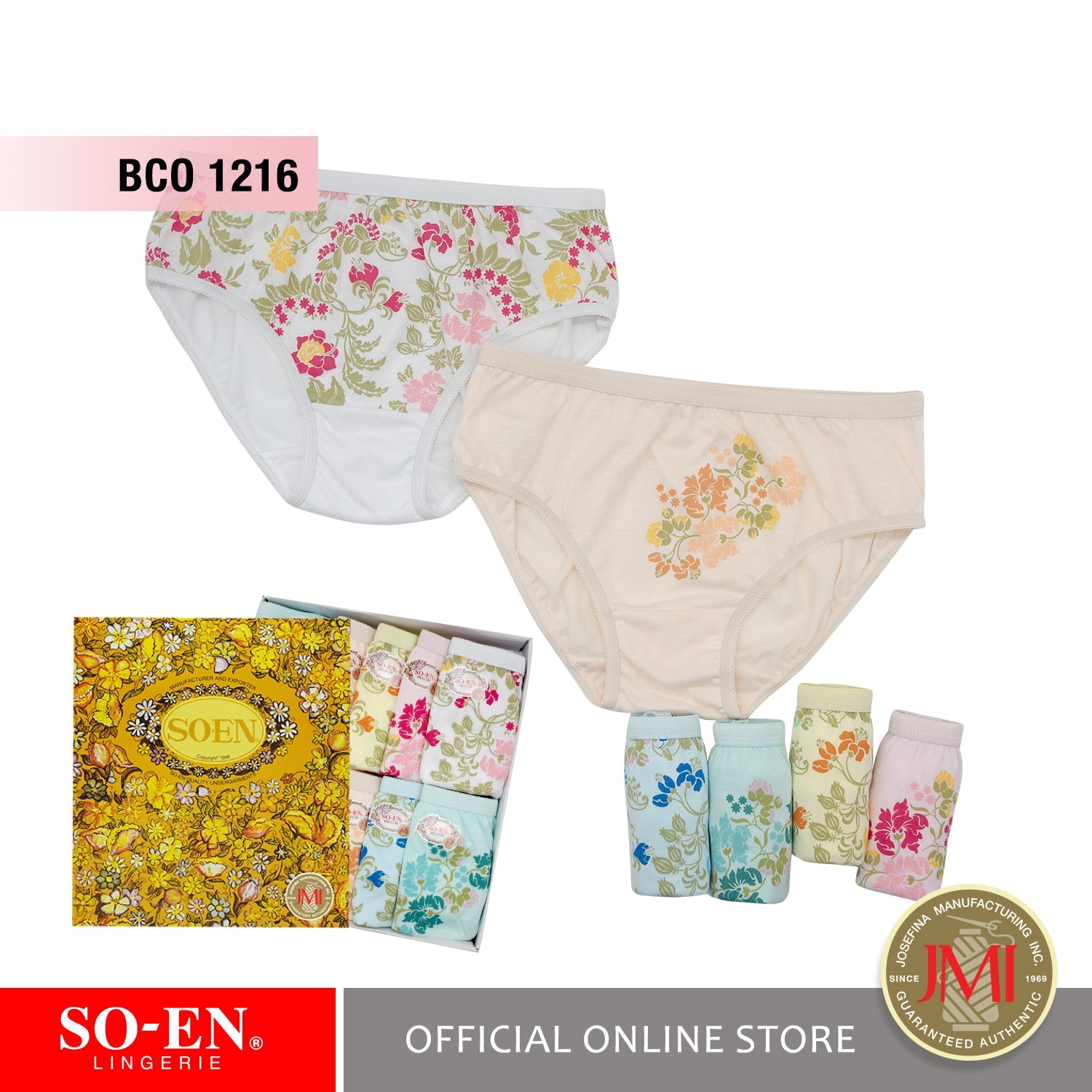 Buy 1 Box of 12 Ladies SOEN Flowers Design Women's Underwear
