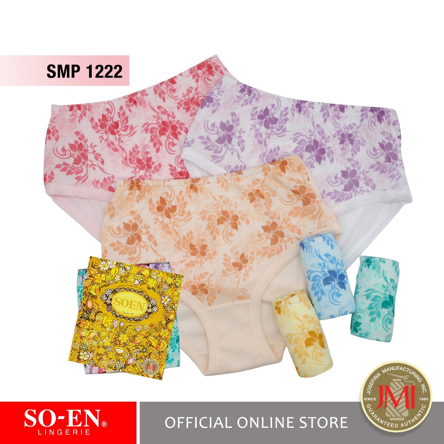 SOEN SO-EN Ladies Women’s Panties Semi-Panty Size XL Flower Design  Embroidery Pastel Colors, Box of 12
